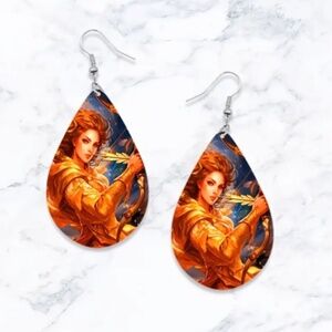 NWT Zodiac Sagittarius the Archer on a Teardrop Shaped Pierced Dangle Earrings!